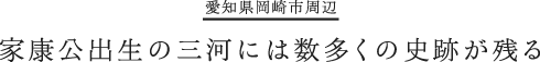 information 家康公出生の三河には数多くの史跡が残る